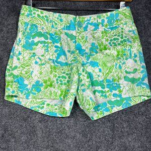 Lilly Pulitzer The Callahan Short Womens 0 Green Its a Zoo Print Cotton Pockets